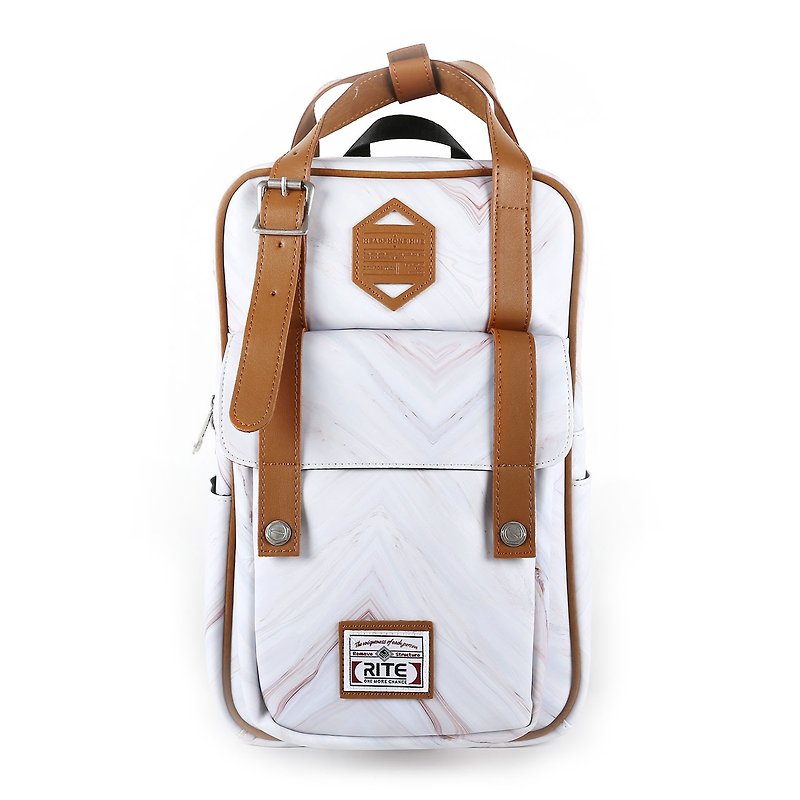 2017 Twin Series - Cosmic Walking Bag (M) - Marble White - Backpacks - Genuine Leather White