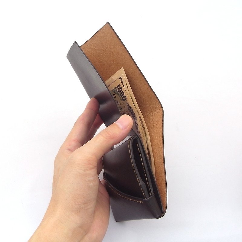 Mini Wallet using  logwood(ログウッド) Dyed Leather【chotof/ちょとふ】#for right-handed - Wallets - Genuine Leather Black