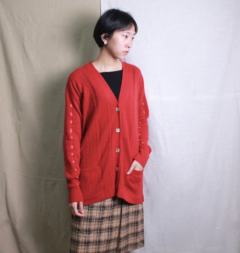 FOAK vintage Italian red cashmere sweater - สเวตเตอร์ผู้หญิง - ขนแกะ สีแดง