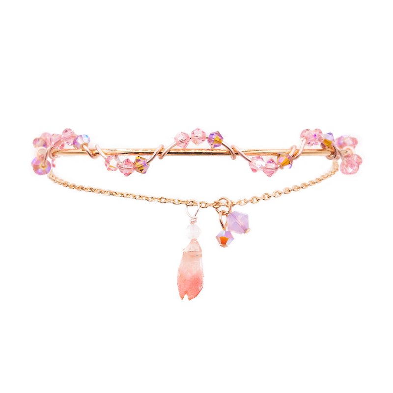 BLOSSOM Petals Rose-gold Plated Bangle - Bracelets - Clay Pink