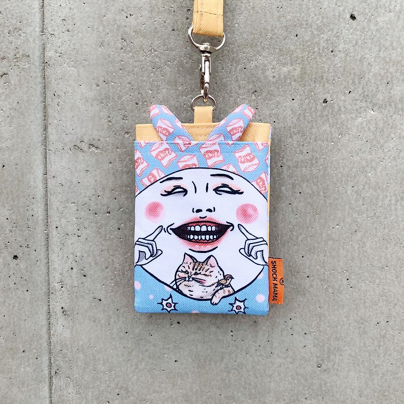 Hanging neck card holder Smile - Shock Mama - 證件套/識別證套 - 聚酯纖維 藍色