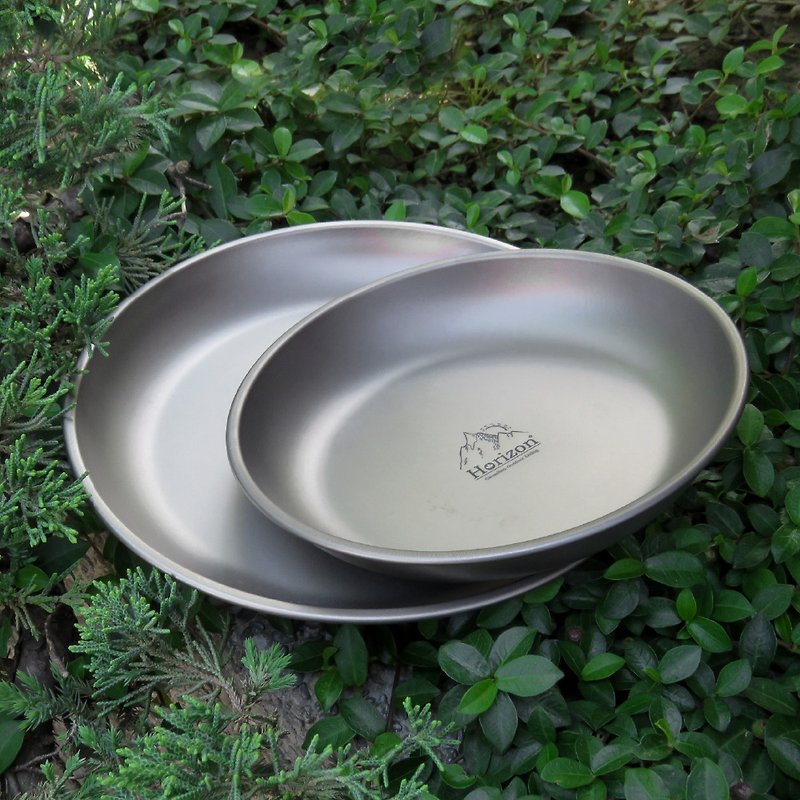 【Horizon 天際線】純鈦戶外野營餐盤雙盤組 (18cm+15cm) - 野餐墊/露營用品 - 其他金屬 