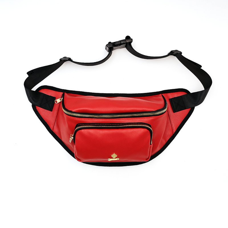 RITE F02 Mid Waist Bag Cross Pattern Red - Backpacks - Waterproof Material Multicolor