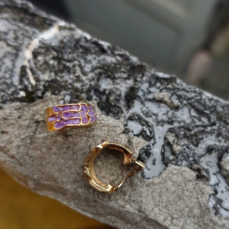 古董swoboda紫色水晶圈圈夾式耳環 - 耳環/耳夾 - 半寶石 紫色