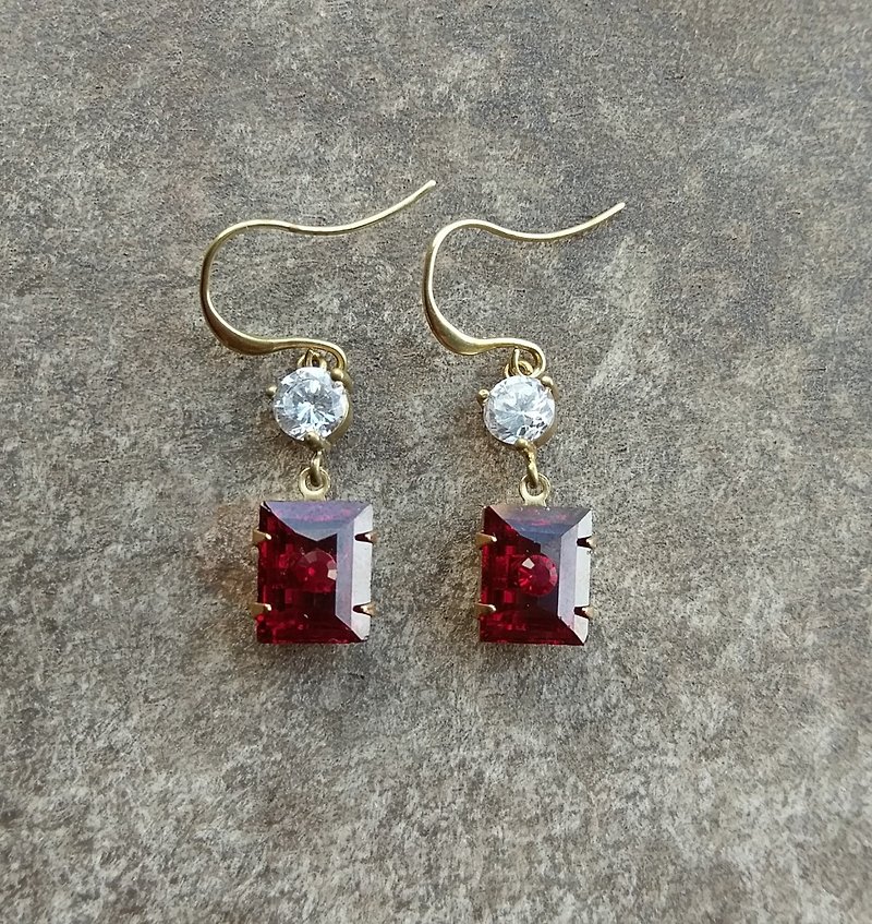 Ruby Red Swarovski Drop Earrings - Earrings & Clip-ons - Other Metals Red