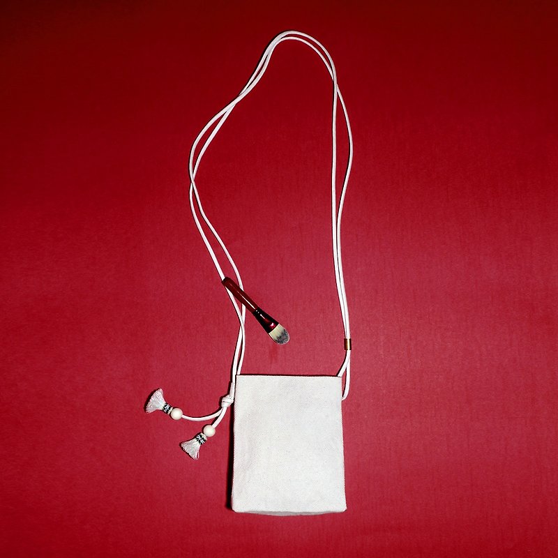 紙袋造型迷你包 原色米白 - 輕便 旅行 隨身包 - 側背包/斜孭袋 - 棉．麻 白色