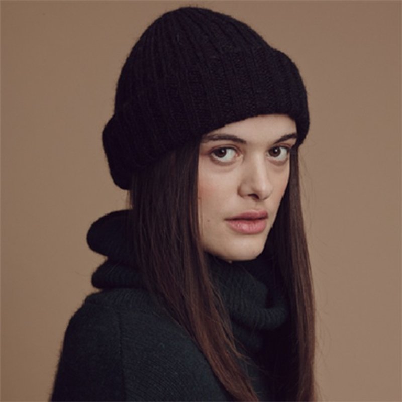Mohair Ribbed Fisherman s Beanie in Black - Hats & Caps - Other Materials Black