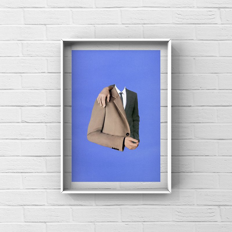 Abstract collage art fine art print - Suit - Posters - Paper White
