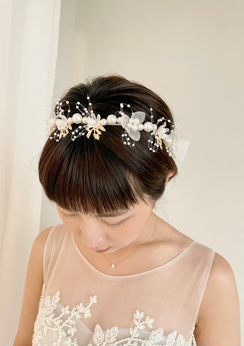 miller-Miller fairy pearl wreath veil - เครื่องประดับผม - เส้นใยสังเคราะห์ ขาว