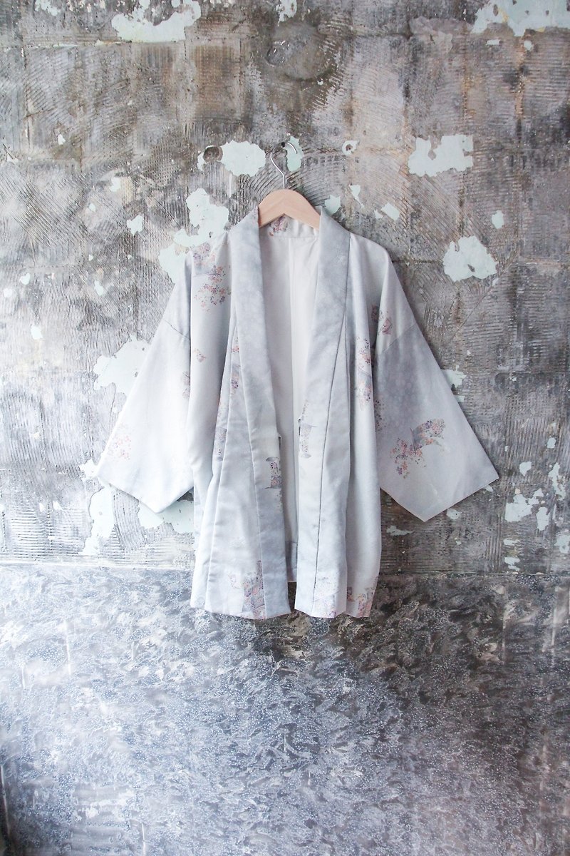 袅袅 Department Store-Vintage Light Blue Sakura Japanese Cloth Feather Coat - Women's Casual & Functional Jackets - Other Materials 