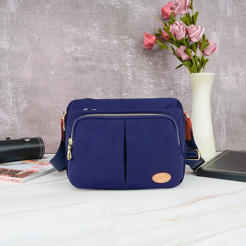 Multi-Layer Smart Storage Crossbody Bag 82960 (Blue) - กระเป๋าแมสเซนเจอร์ - ไนลอน สีน้ำเงิน