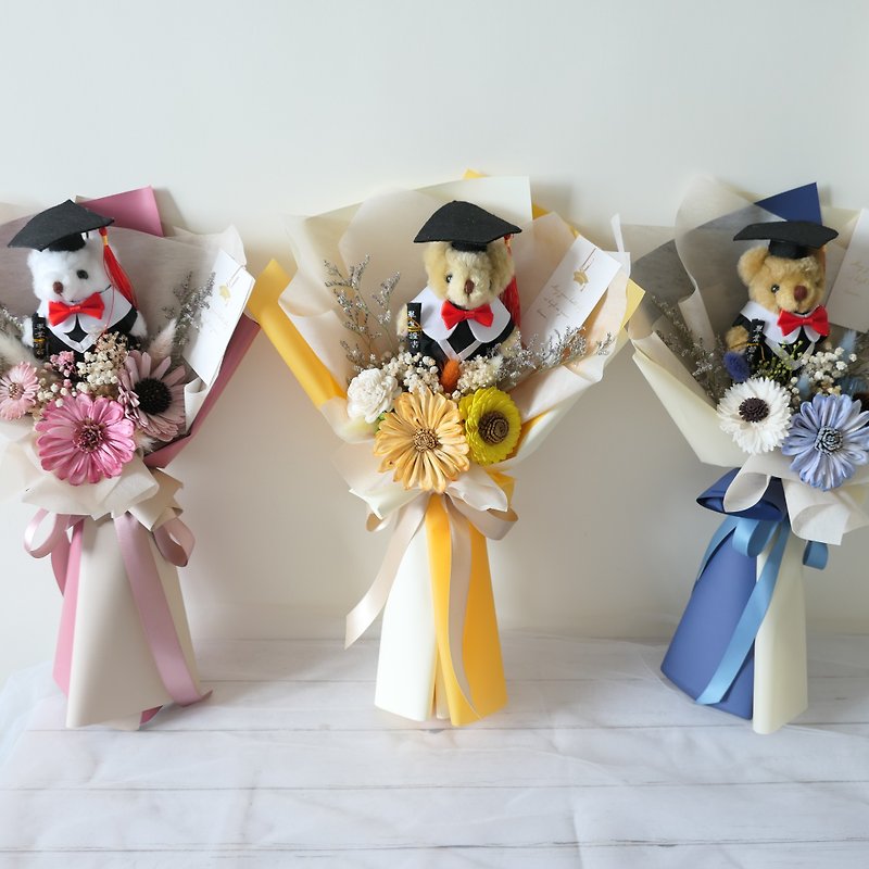 [Sora Sunflower Bouquet-Graduation Bear Blessings] Graduation Bouquet/Thank You Bouquet/Graduation Gift - ช่อดอกไม้แห้ง - พืช/ดอกไม้ 
