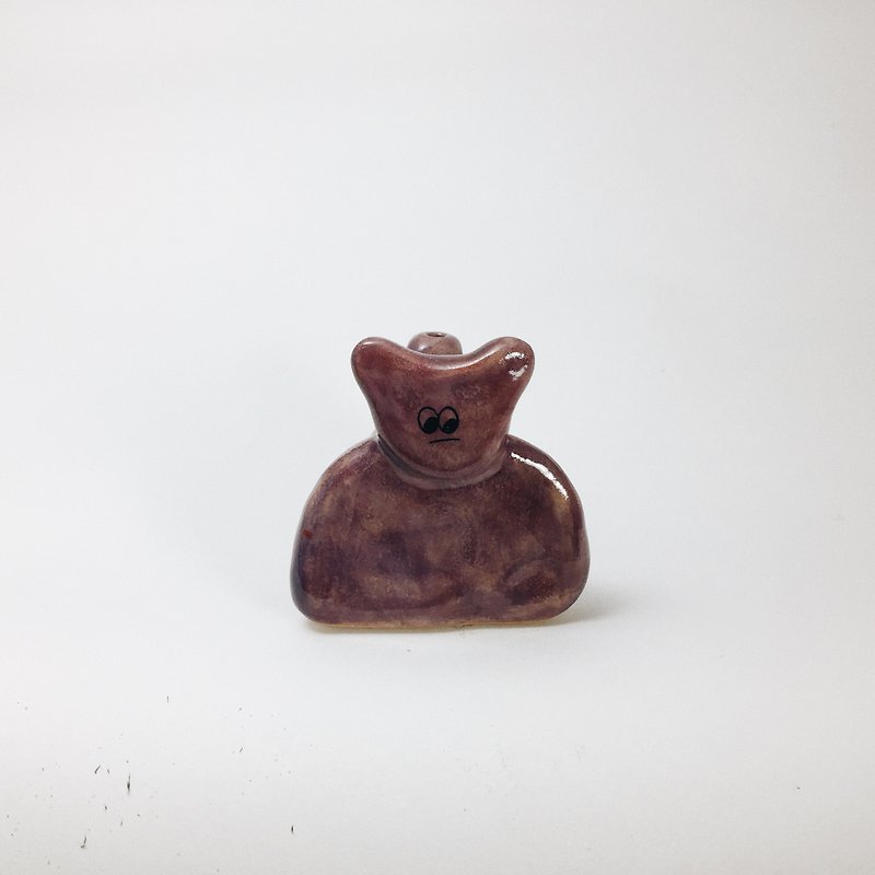 平らな顔の紫猫 - アロマ・線香 - 陶器 パープル