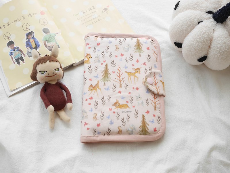 Baby manual cover, mother manual cover, book cover can hold two manuals, pink deer style - Other - Cotton & Hemp Pink