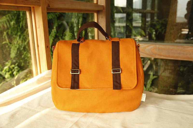 【高校後揹包】三用包 黃橘 學院 - 後背包/書包 - 其他材質 橘色