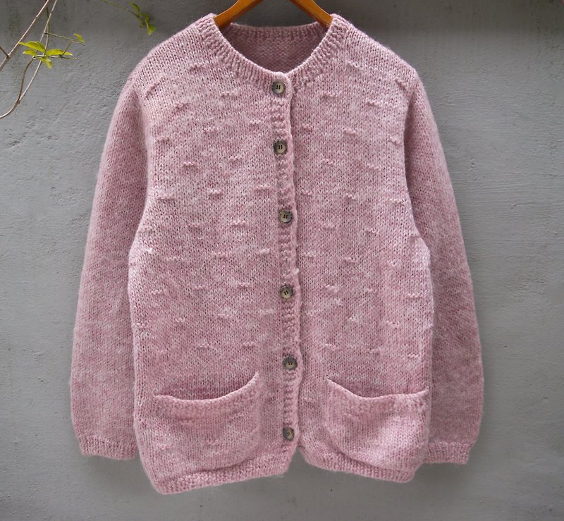 FOAK vintage stereoscopic rose pink knit sweater coat - Women's Casual & Functional Jackets - Wool Pink