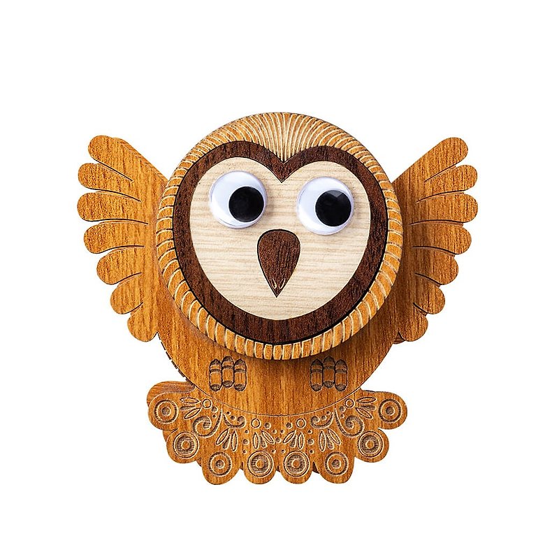 [Teacher's Day Gift] Zhuanzhuanle Music Box-Gray Forest Owl - Indie Music - Wood Brown