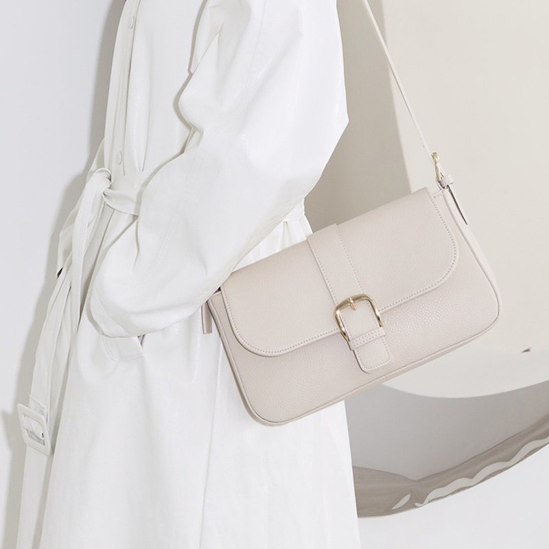 韓國製 Vera Vegan Leather 腋下包包 (LIGHT GREY) - 側背包/斜背包 - 環保材質 