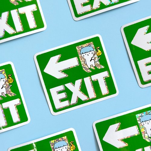 Jormation Glitter Sticker - Exit Sign