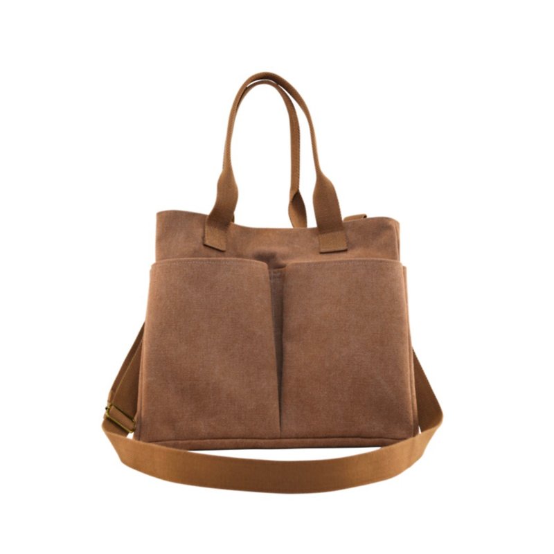 【Yilan】Japanese Simple Canvas Bag - Handbags & Totes - Cotton & Hemp Brown