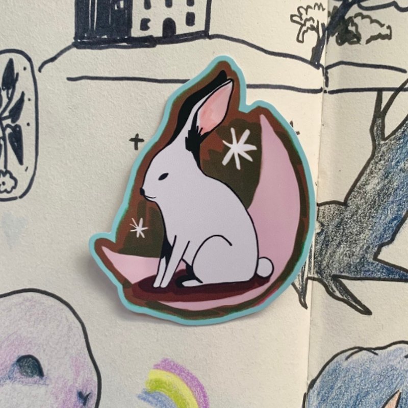 moon bunny sticker - Stickers - Waterproof Material Multicolor