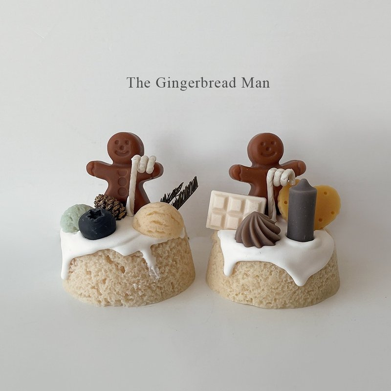 Bon Abéty! Gingerbread Man Cream Honey Cake Dessert Candle - เทียน/เชิงเทียน - ขี้ผึ้ง สีนำ้ตาล