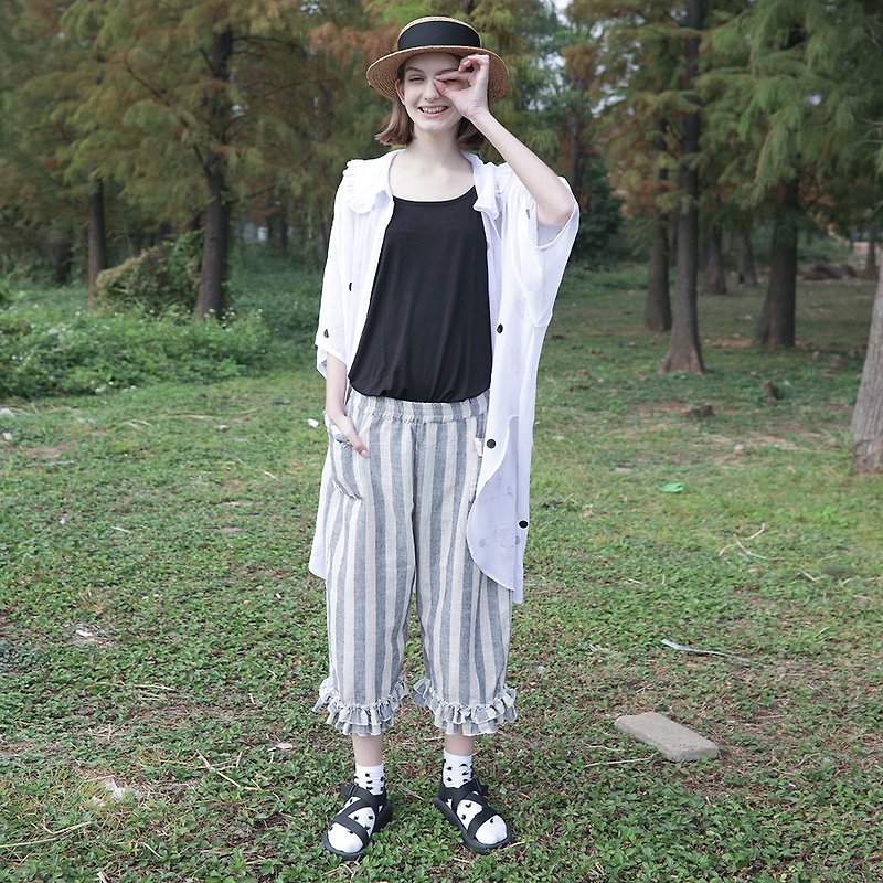Black Dot White Long Shirt - imakokoni - เสื้อเชิ้ตผู้หญิง - วัสดุอื่นๆ ขาว