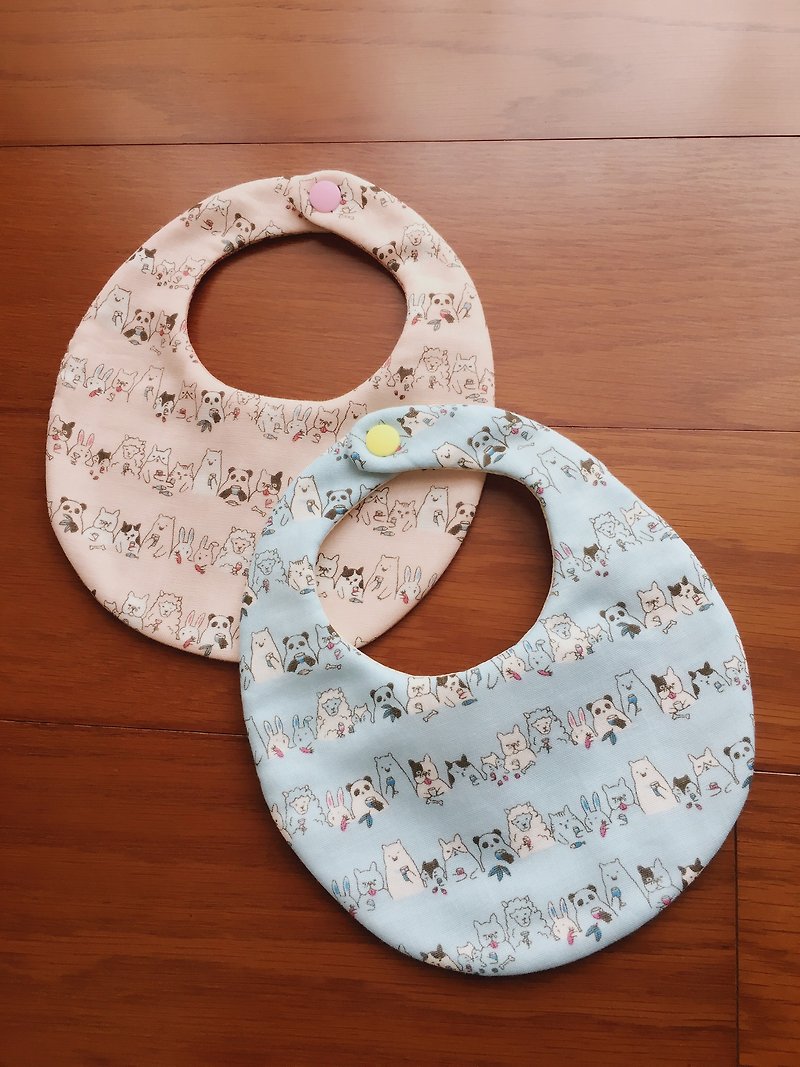 Cute animal rice cooker baby saliva towel - ผ้ากันเปื้อน - ผ้าฝ้าย/ผ้าลินิน สึชมพู