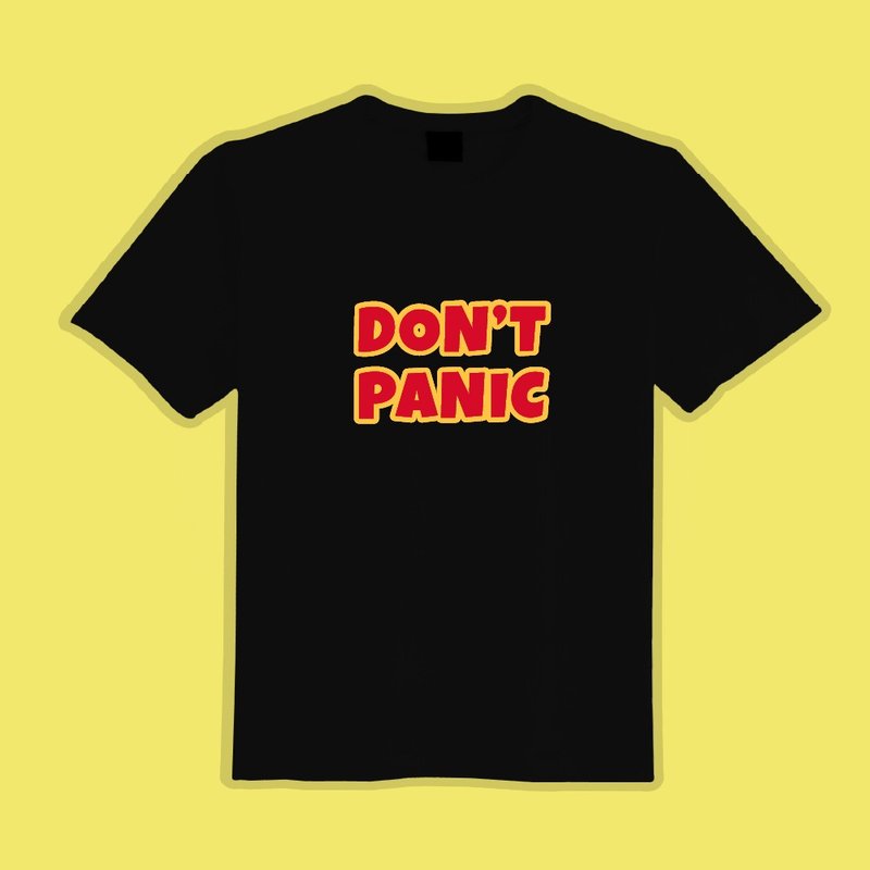 DON'T PANIC 不要慌 文創 衣服 T恤 黑T 童裝 純棉 吸濕排汗 涼感 - 男 T 恤 - 棉．麻 多色