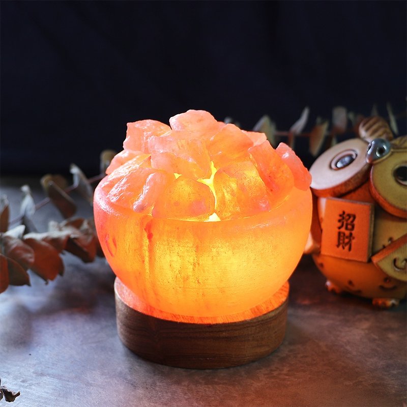 小さな宝庫の塩ランプの丸太ベース // 幸運 - 照明・ランプ - その他の素材 オレンジ