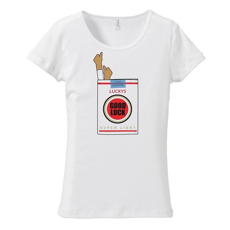 [Women's T-shirt] Good Luck / Soft - Women's T-Shirts - Cotton & Hemp White