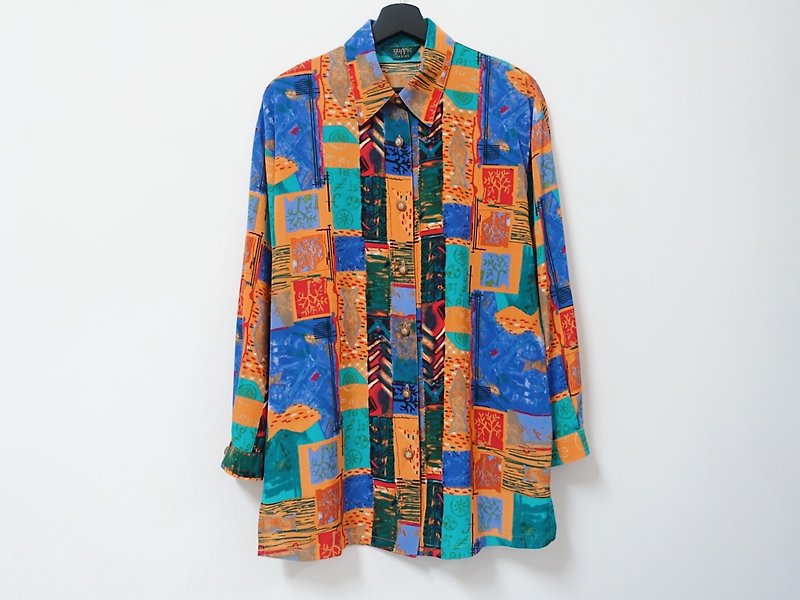 Awhile for a while | Vintage long sleeve shirt no.45 - Women's Shirts - Polyester Multicolor