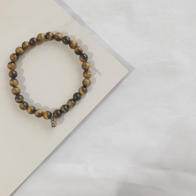 Yellow Stone natural ore hand-made bracelet - สร้อยข้อมือ - วัสดุอื่นๆ สีนำ้ตาล