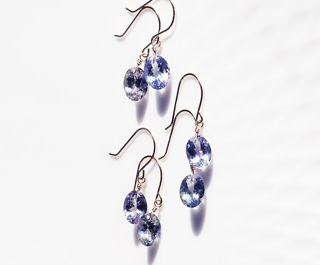 14KGF bicolor tanzanite/zoisite oval facet cut earrings Elise - Shop  lipattijewelry Earrings & Clip-ons - Pinkoi