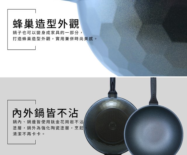 Korea King】Korea IH Honeycomb Titanium Granite Non-stick Wok