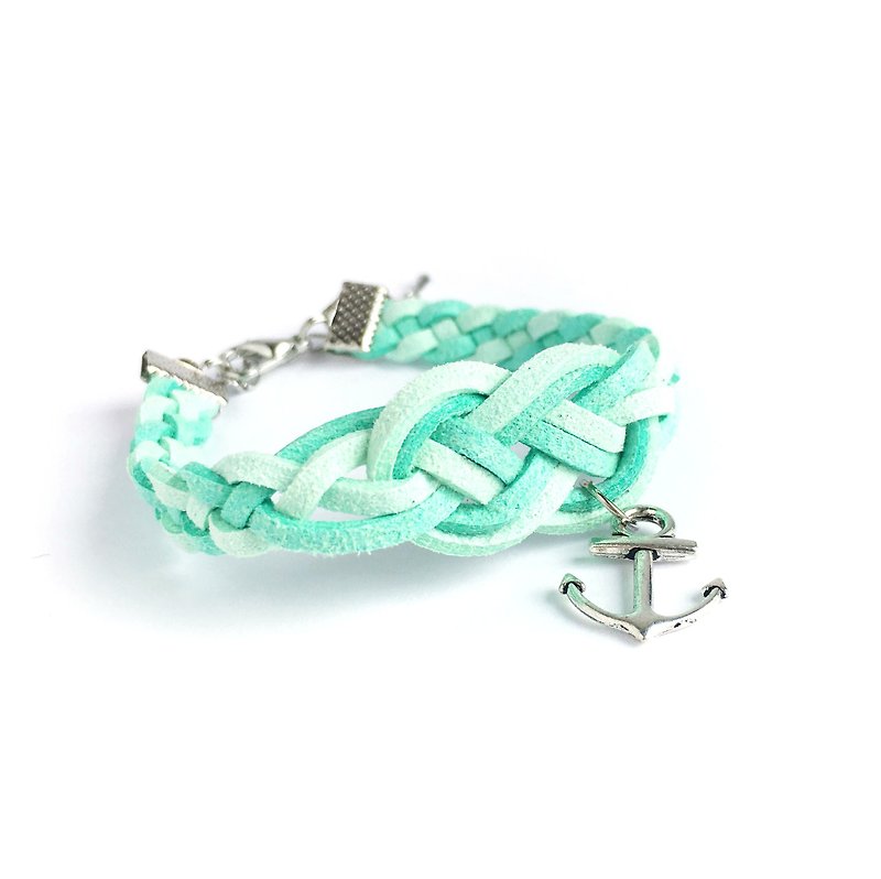 Handmade Braided Sailor Knot Bracelets-mint green&light green limited  - Bracelets - Other Materials Green