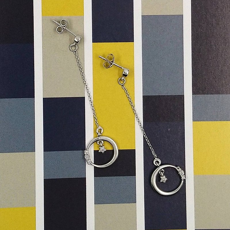 Starry sky series-Xingyue earrings - Earrings & Clip-ons - Silver 