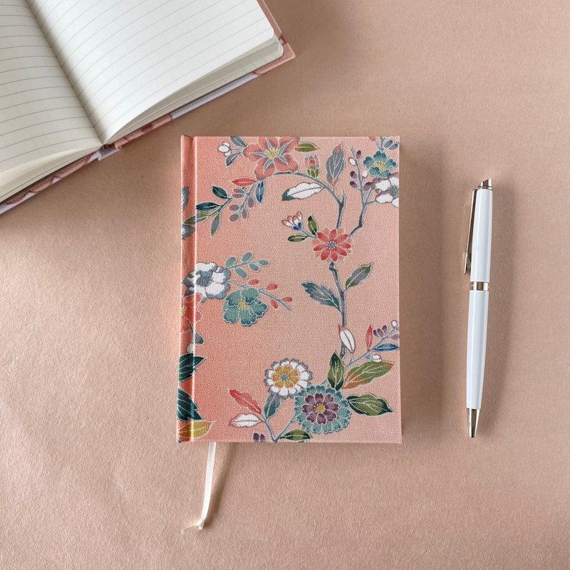 Square back notebook , Kimono , A6 - สมุดบันทึก/สมุดปฏิทิน - ผ้าไหม สึชมพู