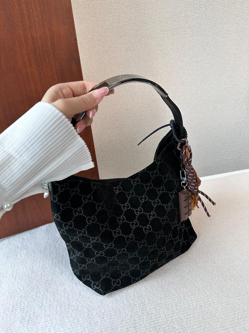 中古包 GUCCI 古馳 So Black Monogram Hobo - 手提包/手提袋 - 真皮 黑色