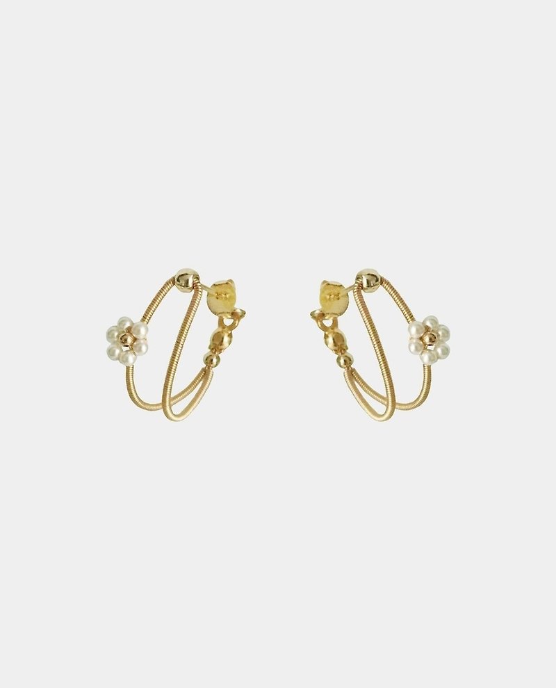 DUET DAISY double hoop earrings - Earrings & Clip-ons - Other Metals Gold