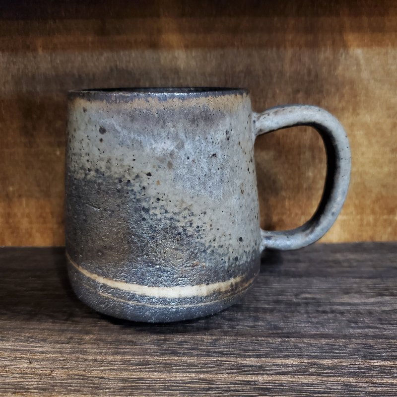 柴燒陶絞泥馬克杯 / 咖啡杯 - 咖啡杯/馬克杯 - 陶 黑色