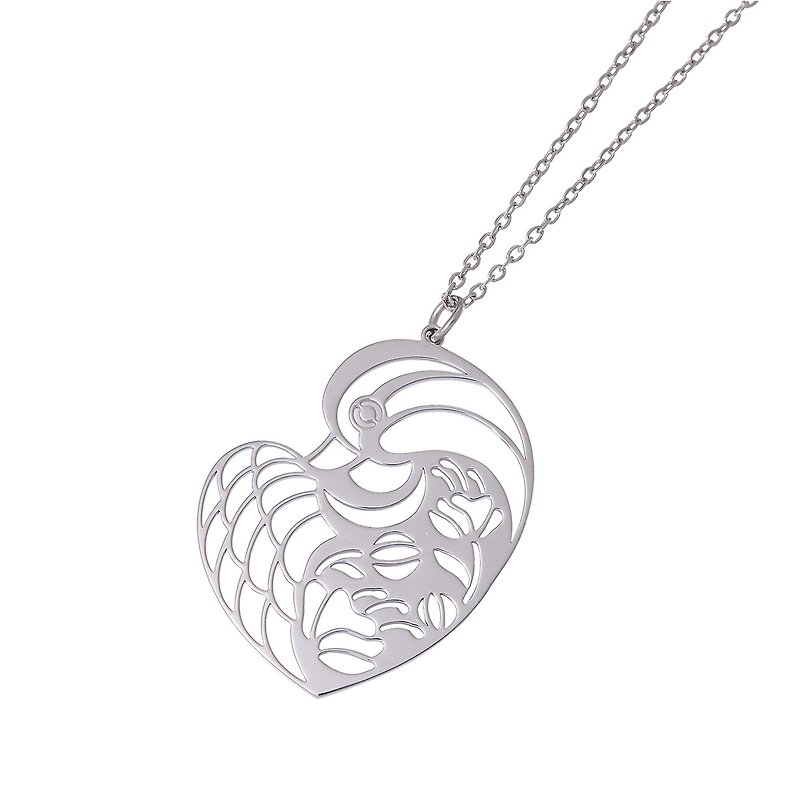 Necklaces with female mandarin duck (silver) - Necklaces - Stainless Steel Silver