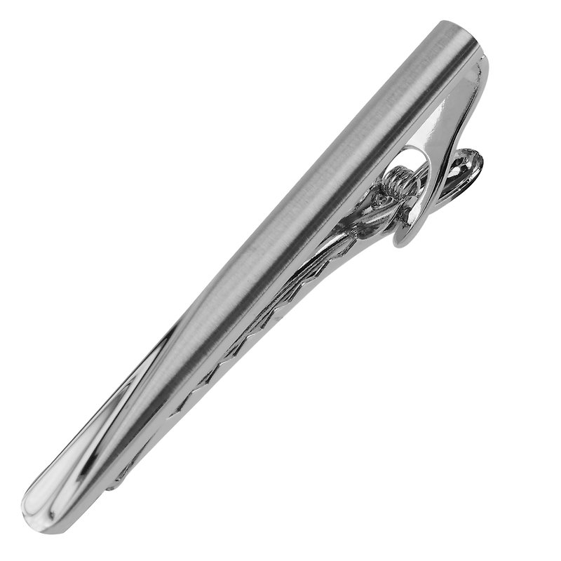 60mm Brush Silver 2 Tone Tie Clips - Ties & Tie Clips - Other Metals Silver