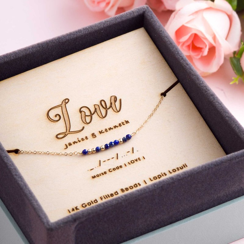 Morse Code Personalised Bracelet, Bridesmaid Gift, Natural Gemstone Bracelet - Bracelets - Gemstone Gold