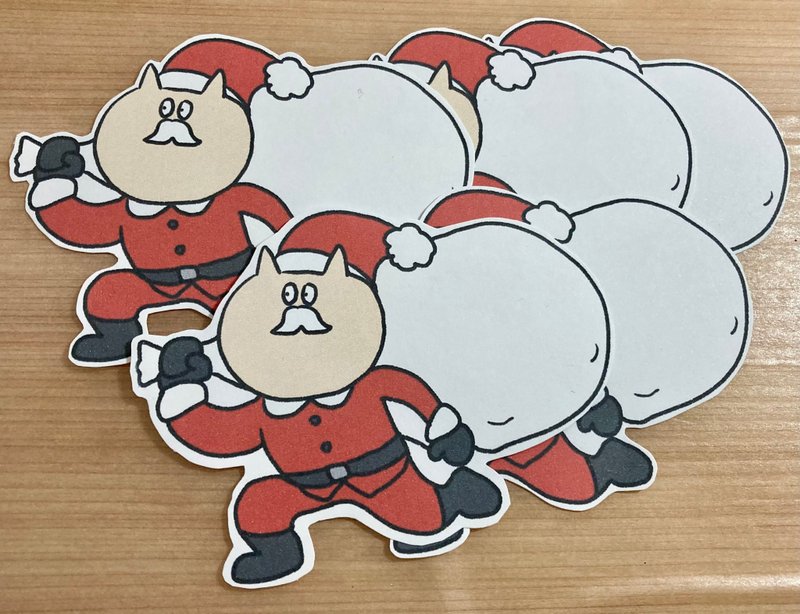 変なサンタネコステッカー - 貼紙 - 紙 