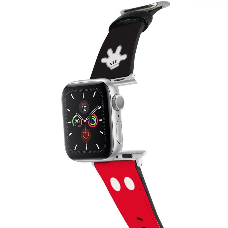 【Hong Man】迪士尼系列 Apple Watch 皮革錶帶 經典米奇 - 錶帶 - 人造皮革 紅色