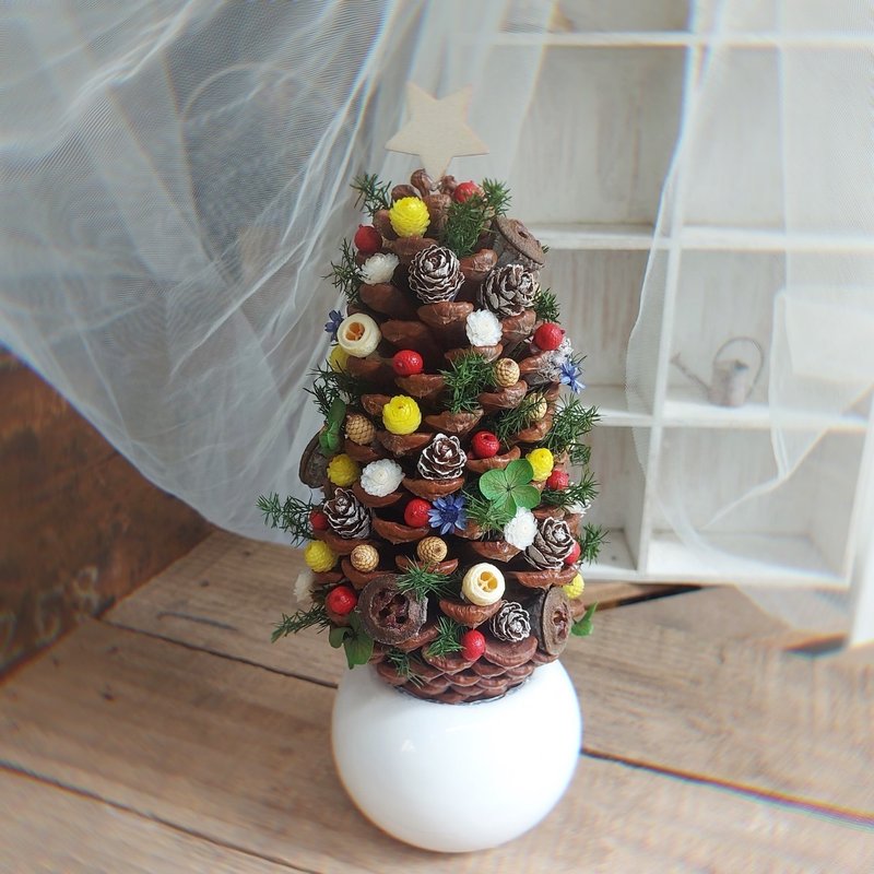 Hello Green W016 tall pine cone Christmas tree finished Christmas decoration pine cone material package - จัดดอกไม้/ต้นไม้ - พืช/ดอกไม้ หลากหลายสี