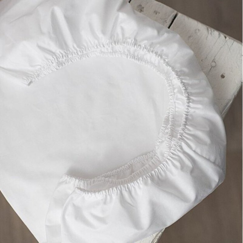 White minimalistic baby crib fitted sheet - Cot sheet fitted with elastic - ผ้าปูที่นอน - ผ้าฝ้าย/ผ้าลินิน ขาว