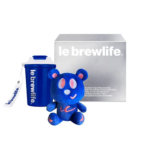 le brewlife 樂步 春天來了~樂步BLUE熊玩偶X咖啡保溫隨行杯 (禮盒贈提袋)