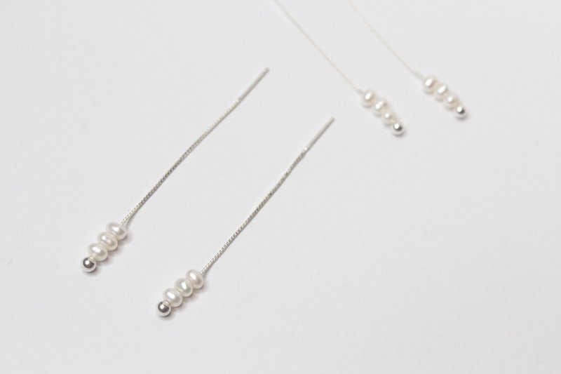 Pearls String Silver Earrings - Earrings & Clip-ons - Pearl Silver